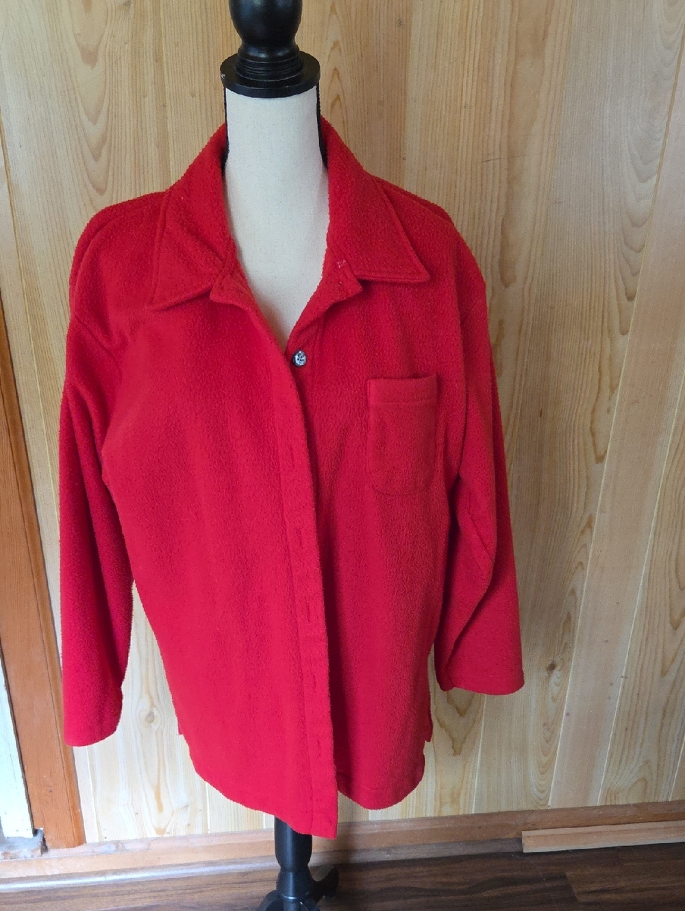 Cozy Red Teddy Jacket with Classic Collar